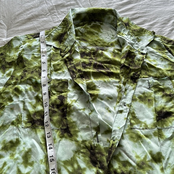 Green Coverup Long Sleeve collared shirt Swimsuit ButtonDown - Picture 10 of 12